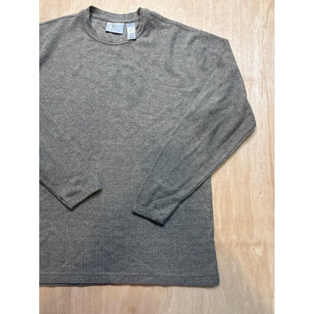 Farah Vintage Mens Brown Olive Knit Crewneck Sweater Size M Long Sleeve